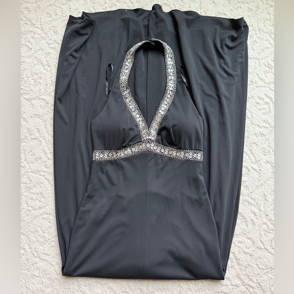 Delaru Size 5/6 Elegant Black Halter Dress with Beading Wedding Prom Occasions. - Picture 12 of 12